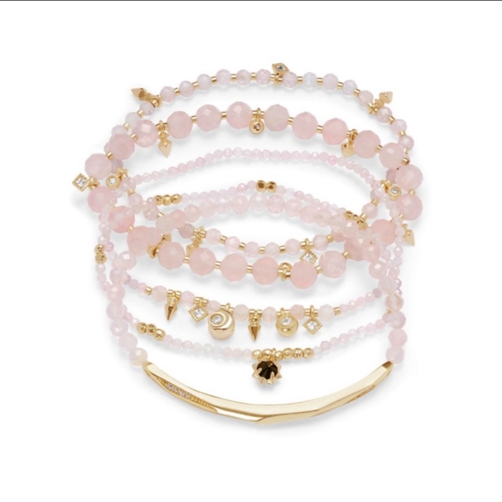 KENDRA SCOTT SUPAK ROSE QUARTZ BRACELET SET EUC
